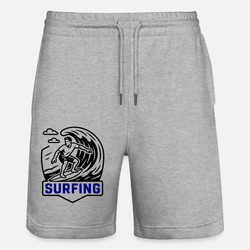 Surfing Symbol Surfer - Stanley/Stella Unisex Bio Joggingshorts Trainer  - Grau meliert