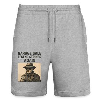 Garage Sale Legend Strikes Again Retro Flohmarkt - Stanley/Stella Unisex Bio Joggingshorts Trainer  - Grau meliert - Vorne - Nik (191cm) & Marisol (170cm)