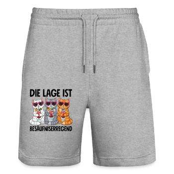 La situation est l’ivresse - Short de jogging bio TRAINER Stanley/Stella unisexe - gris chiné - Devant - Nik (191cm) & Marisol (170cm)