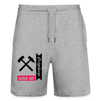 Erzgebirge Bergmann Gruss - Stanley/Stella Unisex Bio Joggingshorts Trainer  - Grau meliert - Vorne - Nik (191cm) & Marisol (170cm)
