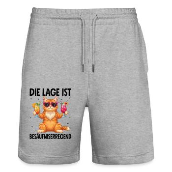 La situation est l’ivresse - Short de jogging bio TRAINER Stanley/Stella unisexe - gris chiné - Devant - Nik (191cm) & Marisol (170cm)