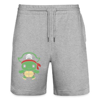 pirate - Short de jogging bio TRAINER Stanley/Stella unisexe - gris chiné - Devant - Nik (191cm) & Marisol (170cm)