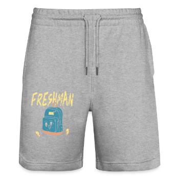 Freshman Cartoon Backpack Character Fun - Stanley/Stella Unisex Bio Joggingshorts Trainer  - Grau meliert - Vorne - Nik (191cm) & Marisol (170cm)