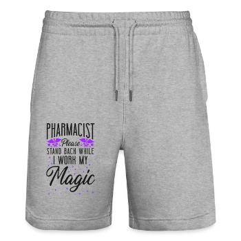 Technicien en pharmacie - Short de jogging bio TRAINER Stanley/Stella unisexe - gris chiné - Devant - Nik (191cm) & Marisol (170cm)