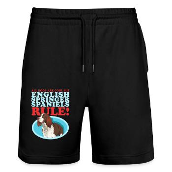 English Springer Spaniel Hund Geschenke - Stanley/Stella Unisex Bio Joggingshorts Trainer  - Schwarz - Vorne - Nik (191cm) & Marisol (170cm)