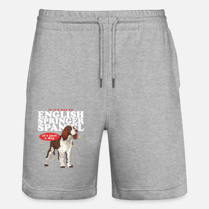 English Springer Spaniel Gift - Stanley/Stella Trainer Unisex Organic Jogging Shorts - heather grey