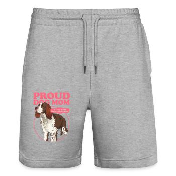 English Springer Spaniel Mom Dog Mom Gift - Stanley/Stella Trainer Unisex Organic Jogging Shorts - heather grey - Front - Nik (191cm) & Marisol (170cm)
