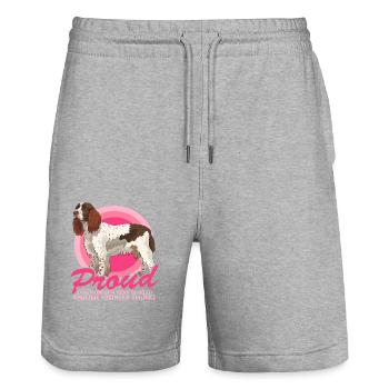 English Springer Spaniel Mom Dog Mom Gifts - Stanley/Stella Trainer Unisex Organic Jogging Shorts - heather grey - Front - Nik (191cm) & Marisol (170cm)