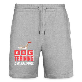L’éducation canine est ma fierté de héros de frisbee - Short de jogging bio TRAINER Stanley/Stella unisexe - gris chiné - Devant - Nik (191cm) & Marisol (170cm)