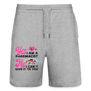 Technicien en pharmacie - Short de jogging bio TRAINER Stanley/Stella unisexe - gris chiné - Devant - Nik (191cm) & Marisol (170cm)