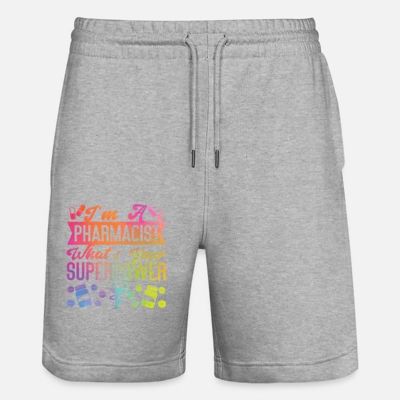 Pharmacy Tech Technician - Stanley/Stella Trainer Unisex Organic Jogging Shorts - heather grey