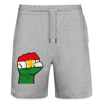 Faust Kurdistan - Short de jogging bio TRAINER Stanley/Stella unisexe - gris chiné - Devant - Nik (191cm) & Marisol (170cm)