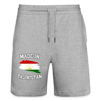 Fabriqué au Tadjikistan - Short de jogging bio TRAINER Stanley/Stella unisexe - gris chiné - Devant - Nik (191cm) & Marisol (170cm)