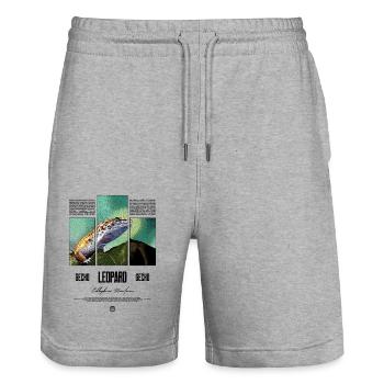 Leopard Gecko Reptile Keeper Streetwear - Stanley/Stella Trainer Unisex Organic Jogging Shorts - heather grey - Front - Nik (191cm) & Marisol (170cm)