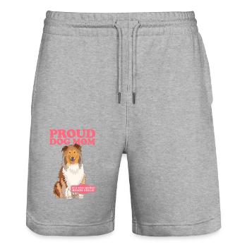 Collie Mom Langhaarcollie Rough Collies Geschenk - Stanley/Stella Unisex Bio Joggingshorts Trainer  - Grau meliert - Vorne - Nik (191cm) & Marisol (170cm)