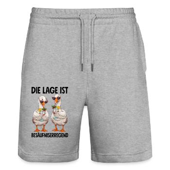 Die Lage Ist Besäufniserregend - Stanley/Stella Unisex Bio Joggingshorts Trainer  - Grau meliert - Vorne - Nik (191cm) & Marisol (170cm)