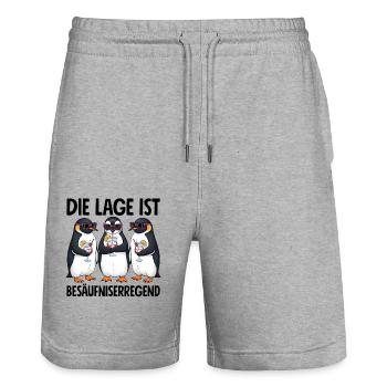 Die Lage Ist Besäufniserregend Pinguin - Stanley/Stella Unisex Bio Joggingshorts Trainer  - Grau meliert - Vorne - Nik (191cm) & Marisol (170cm)