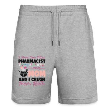 Technicien en pharmacie - Short de jogging bio TRAINER Stanley/Stella unisexe - gris chiné - Devant - Nik (191cm) & Marisol (170cm)