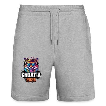 Croatia 2025 Urlaub Fuchs - Stanley/Stella Unisex Bio Joggingshorts Trainer  - Grau meliert - Vorne - Nik (191cm) & Marisol (170cm)