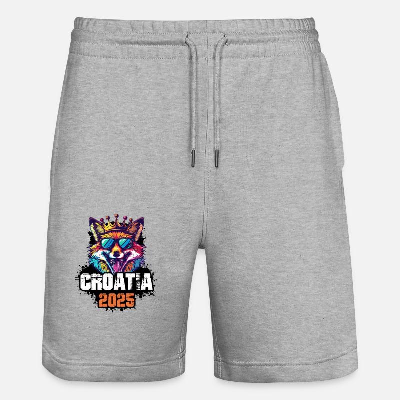 Croatie 2025 Vacances Renard - Short de jogging bio TRAINER Stanley/Stella unisexe - gris chiné