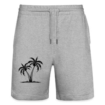Palm Island - Stanley/Stella Trainer Unisex Organic Jogging Shorts - heather grey - Front - Nik (191cm) & Marisol (170cm)