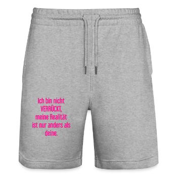 I'm not crazy – my reality is different - Stanley/Stella Trainer Unisex Organic Jogging Shorts - heather grey - Front - Nik (191cm) & Marisol (170cm)
