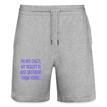Ich bin nicht verrückt – meine Realität ist anders - Stanley/Stella Unisex Bio Joggingshorts Trainer  - Grau meliert - Vorne - Nik (191cm) & Marisol (170cm)