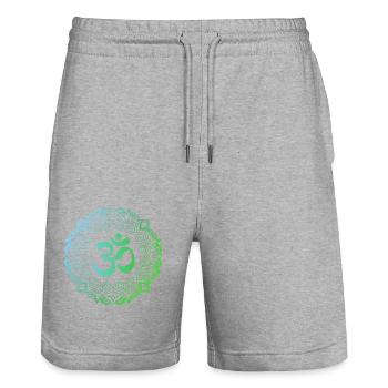 Yoga, Om-Mandala - Short de jogging bio TRAINER Stanley/Stella unisexe - gris chiné - Devant - Nik (191cm) & Marisol (170cm)