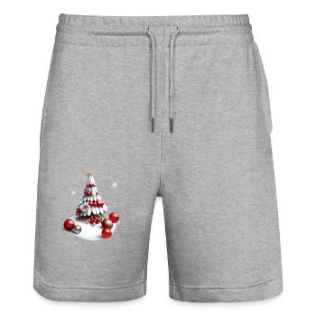 Les enfants de noel 2 - Short de jogging bio TRAINER Stanley/Stella unisexe - gris chiné - Devant - Nik (191cm) & Marisol (170cm)