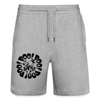Halloween Little Ghosts And Bats Black Spooky Boo - Stanley/Stella Trainer Unisex Organic Jogging Shorts - heather grey - Front - Nik (191cm) & Marisol (170cm)