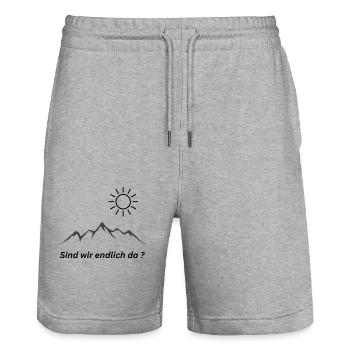 Sind wir endlich da?? wandern , Berge - Stanley/Stella Unisex Bio Joggingshorts Trainer  - Grau meliert - Vorne - Nik (191cm) & Marisol (170cm)