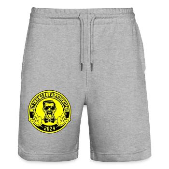 Junggesellenabschied 2024 - Stanley/Stella Unisex Bio Joggingshorts Trainer  - Grau meliert - Vorne - Nik (191cm) & Marisol (170cm)