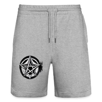 Pentagram Black White Summoning Black Magic - Stanley/Stella Trainer Unisex Organic Jogging Shorts - heather grey - Front - Nik (191cm) & Marisol (170cm)