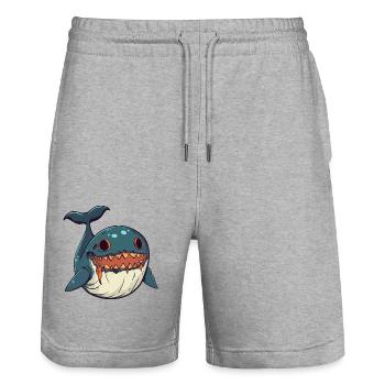 Whale Halloween Zombie - Stanley/Stella Trainer Unisex Organic Jogging Shorts - heather grey - Front - Nik (191cm) & Marisol (170cm)