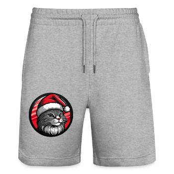 Katze Weihnachten Tier - Stanley/Stella Unisex Bio Joggingshorts Trainer  - Grau meliert - Vorne - Nik (191cm) & Marisol (170cm)