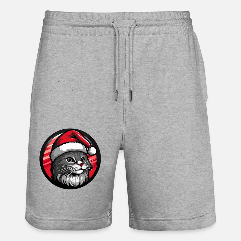 Animal de Noël chat - Short de jogging bio TRAINER Stanley/Stella unisexe - gris chiné