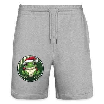 Frosch Weihnachten Tier - Stanley/Stella Unisex Bio Joggingshorts Trainer  - Grau meliert - Vorne - Nik (191cm) & Marisol (170cm)