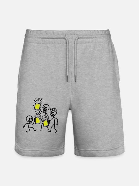Beer Team Skeleton - Stanley/Stella Trainer Unisex Organic Jogging Shorts - heather grey
