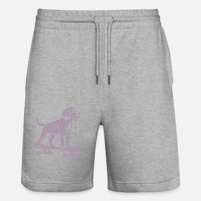 Chien Beagle Skateboard Skateboarder Silhouette - Short de jogging bio TRAINER Stanley/Stella unisexe - gris chiné