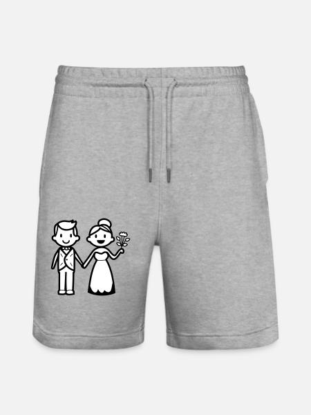 Wedding, Newlyweds, Couple - Stanley/Stella Trainer Unisex Organic Jogging Shorts - heather grey