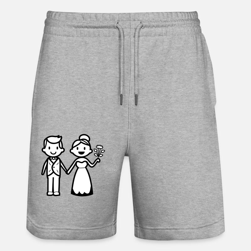 Hochzeit Brautpaar Ehepaar - Stanley/Stella Unisex Bio Joggingshorts Trainer  - Grau meliert