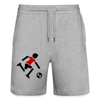 Joueur de football Joueur de football - Short de jogging bio TRAINER Stanley/Stella unisexe - gris chiné - Devant - Nik (191cm) & Marisol (170cm)