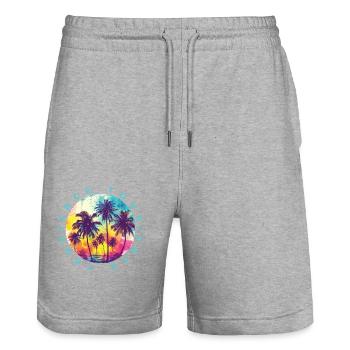 Zrce Tour Palmen - Stanley/Stella Unisex Bio Joggingshorts Trainer  - Grau meliert - Vorne - Nik (191cm) & Marisol (170cm)