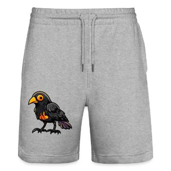 Rabe Krähe Halloween Comic Lustig - Stanley/Stella Unisex Bio Joggingshorts Trainer  - Grau meliert - Vorne - Nik (191cm) & Marisol (170cm)