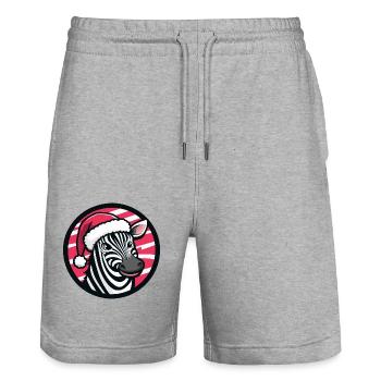 Zebra Christmas Animal - Stanley/Stella Trainer Unisex Organic Jogging Shorts - heather grey - Front - Nik (191cm) & Marisol (170cm)