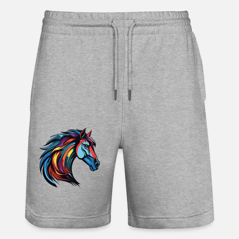 Portrait de cheval - Short de jogging bio TRAINER Stanley/Stella unisexe - gris chiné