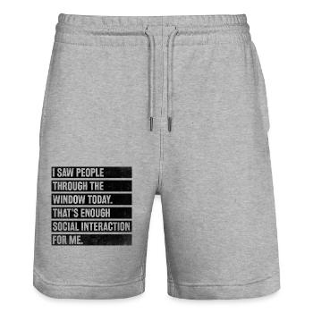Ich habe heute Menschen durch das Fenster gesehen, das ist - Stanley/Stella Unisex Bio Joggingshorts Trainer  - Grau meliert - Vorne - Nik (191cm) & Marisol (170cm)
