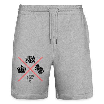 Jga Crew Bachelor Party Saying - Stanley/Stella Trainer Unisex Organic Jogging Shorts - heather grey - Front - Nik (191cm) & Marisol (170cm)