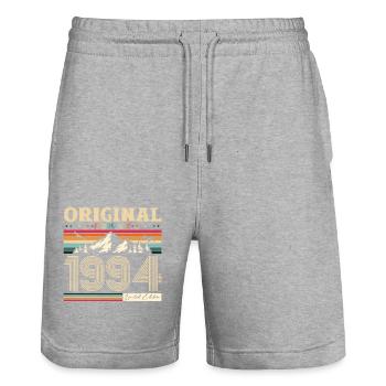 30. Geburtstag Vintage Februar Jahrgang 1994 - Stanley/Stella Unisex Bio Joggingshorts Trainer  - Grau meliert - Vorne - Nik (191cm) & Marisol (170cm)