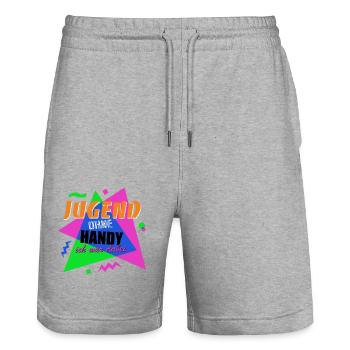 Jugend ohne Handy - Ich war dabei - Stanley/Stella Unisex Bio Joggingshorts Trainer  - Grau meliert - Vorne - Nik (191cm) & Marisol (170cm)